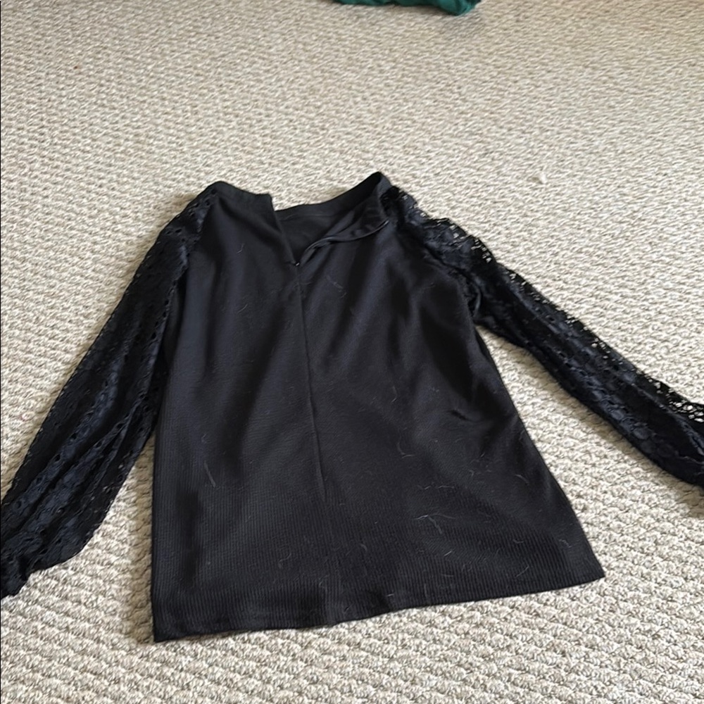 Black Top with Lace Sleeves